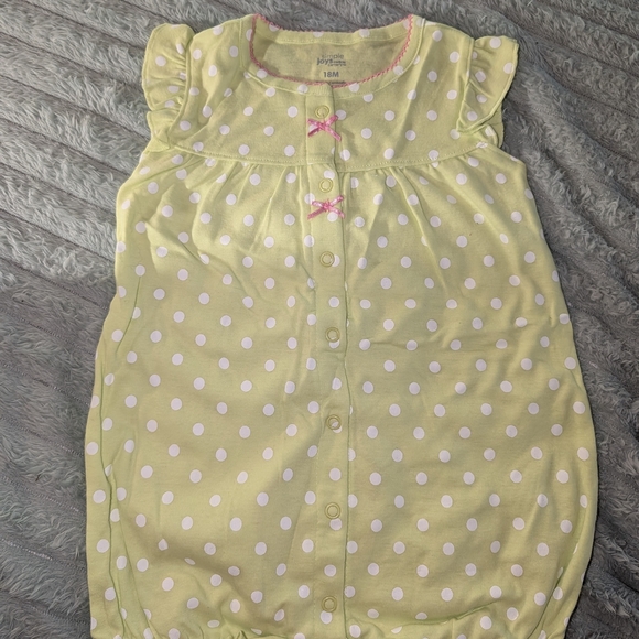 18 Month Old Onesies Outfit NWOT- Yellow and Navy Polka Dot - Picture 4 of 5